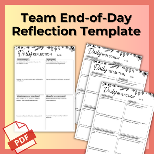 End-of-Day Team Reflection Template for OSHC & ECE Educators