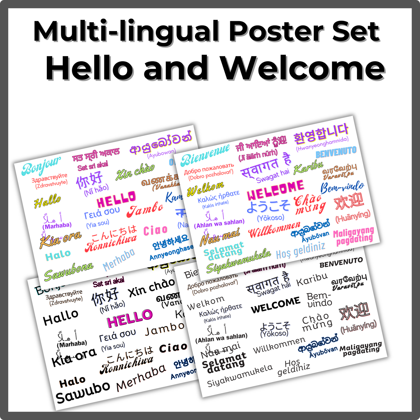 Multilingual Welcome and Hello Posters