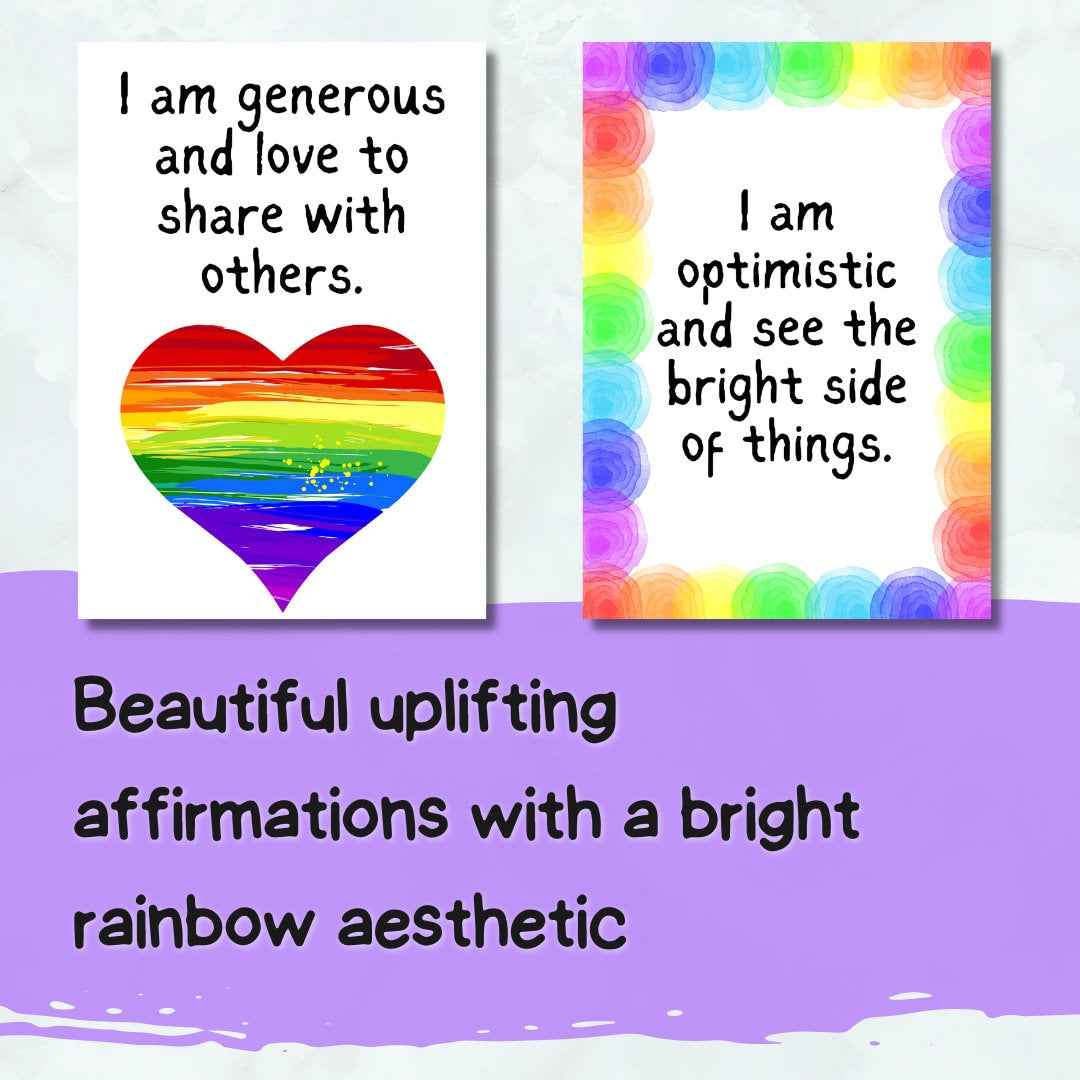 Affirmation Cards - Rainbow Inspired Printable Affirmation Cards for Children